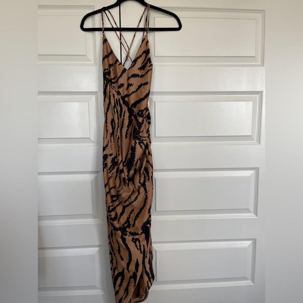 Zara Black and Tan Tiger Print Dress